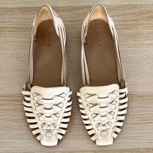 Nisolo Women’s Huarache Sandals Bone Cream / Ivory Leather Flats Size 7.5 New